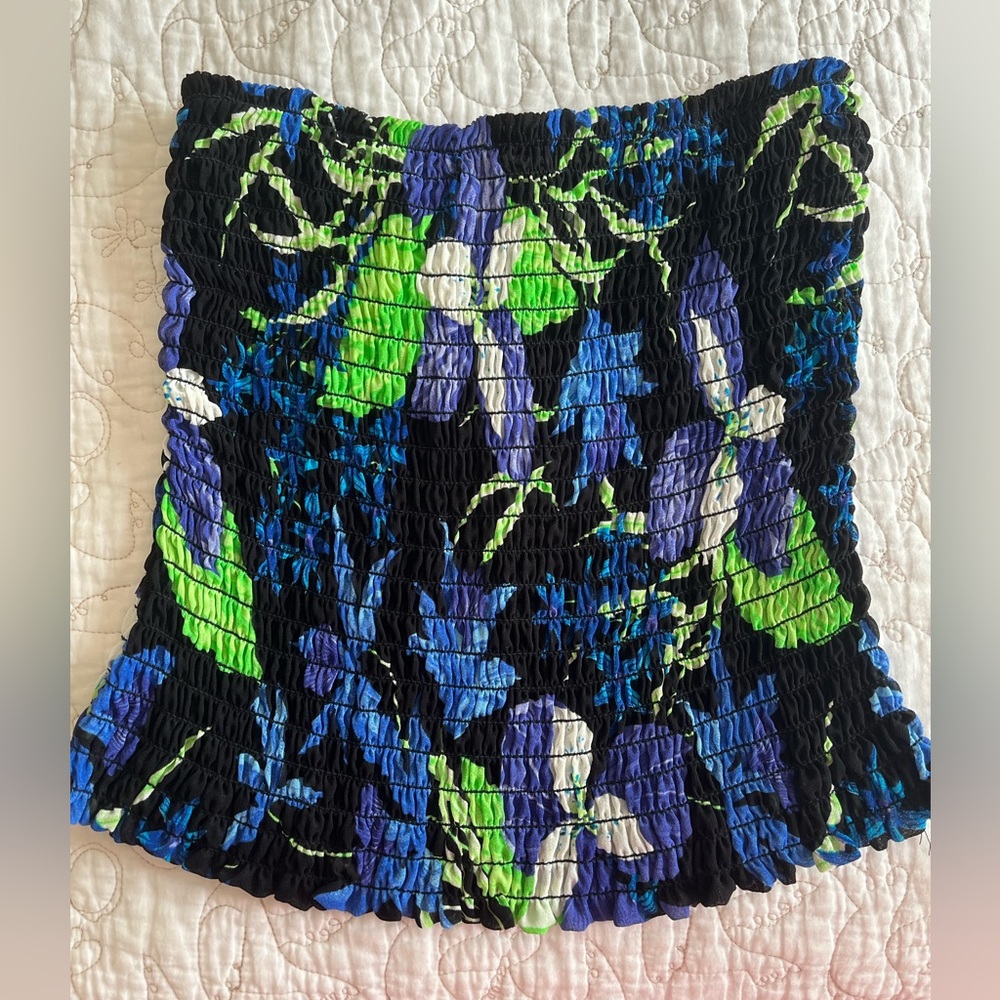 NWT vintage deadstock Caché ruched floral tube top